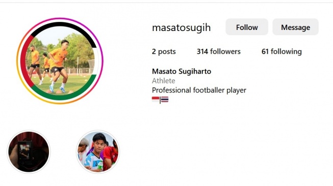 Jejak Indonesia Masato Sugiharto: Winger Jebolan Klub Jay Idzes Kini Main di Thailand [Tangkap layar Instagram]