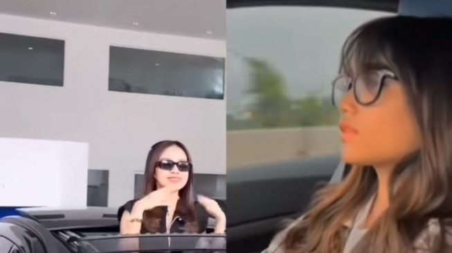 Mayang dianggap tiru Fuji imbas video naik mobil mewah viral (TikTok/@gustavsetiadi)