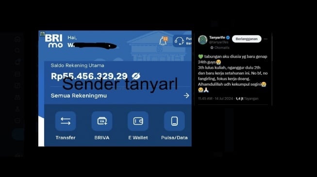 Tabungan warganet dengan jumlah Rp 55 juta. [X/tanyarlfes]