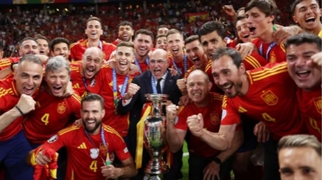 Selebrasi pemain Spanyol usai menjuarai Piala Euro 2024. (uefa.com)