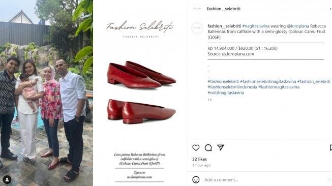 Sepatu Nagita Slavina [Instagram/@fashion__selebriti]