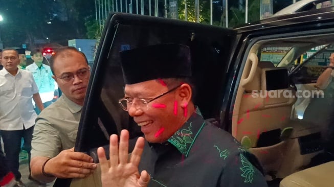 Plt Ketum PPP Mardiono hadir di acara Harlah PKB ke-26, Selasa (23/7/2024). (Suara.com/Dea)