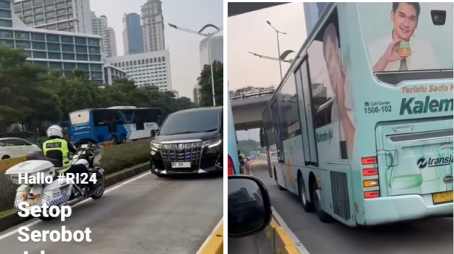 Mobil berpelat RI 24 terobos jalur busway terancam kena denda Rp 50 juta (Instagram)