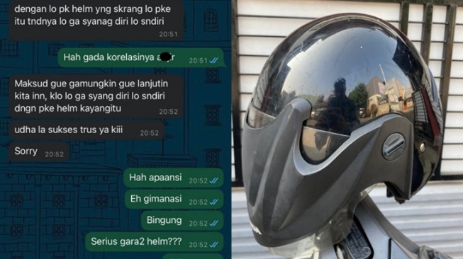 Cowok Ditinggal Gebetan Gegara Pakai Helm Standar Pabrik, Netizen Auto Geram