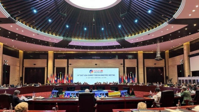 Pertemuan ke-14 Tingkat Menteri Luar Negeri East Asia Summit diselenggarakan di Vientiane, Laos, pada Sabtu (27/7/2024). (ANTARA/HO-Kemlu RI)