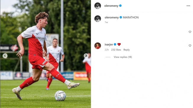 Ivar Jenner berkomentar di unggahan Instagram Ole Romeny. (Instagram/@oleromeny)