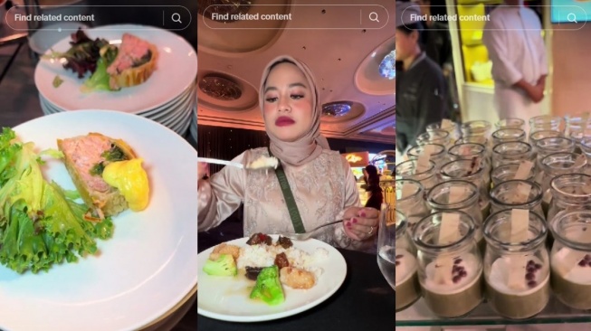 Makanan di resepsi Aaliyah Massaid dan Thariq Halilintar. (TikTok/rifani665)