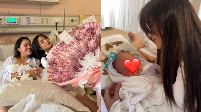 Potret Fuji saat menjenguk Andi Ayu Tyas mantan asisten pribadi mendiang Vanessa Angel yang baru saja melahirkan anak pertama (Instagram/fuji_an)