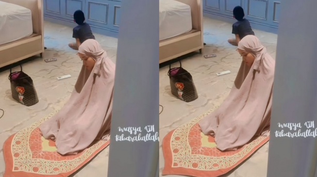 Potret Fujianti Utami Putri alias Fuji sedang khusyuk salat (TikTok/february.queen.0521)