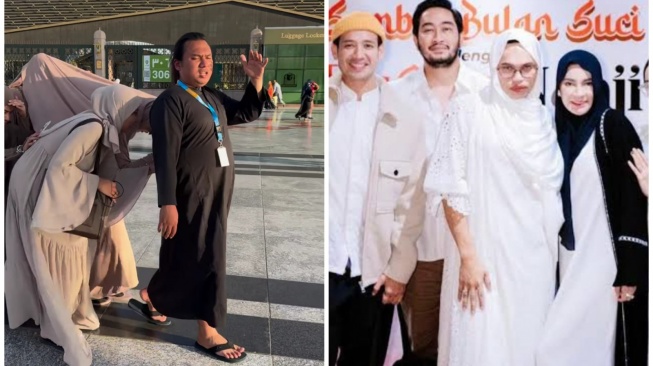 kolase foto Wanda Hara dan Keanu Agl saat ibadah (Instagram)