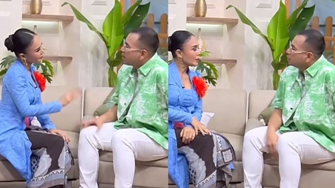 Potret Raffi Ahmad saat bertemu Yuni Shara di acara televisi bertajuk "FYP" (TikTok/foryourpagit7)