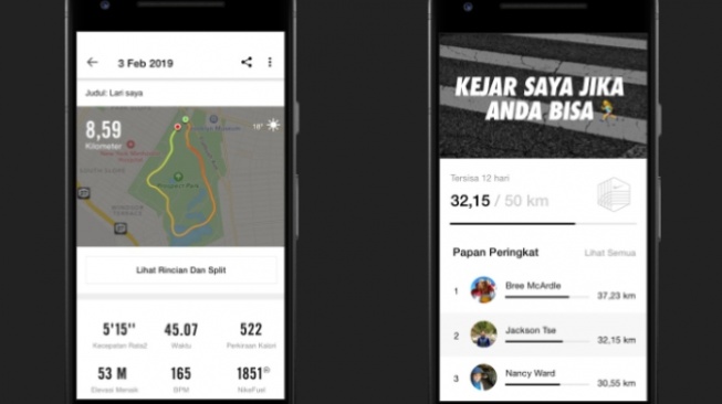 Aplikasi Joging - Nike Run Club. [Google Play Store]