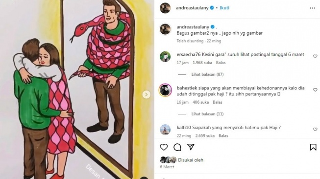 Unggahan Andre Taulany [Instagram/@andreastaulany]