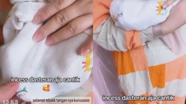 Potret Syahrini gendong Princess R di rumah sakit. [TikTok]