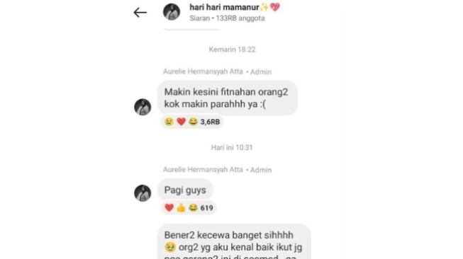 Curhatan Aurel Hermansyah di boradcast channel Instagram (Instagram)