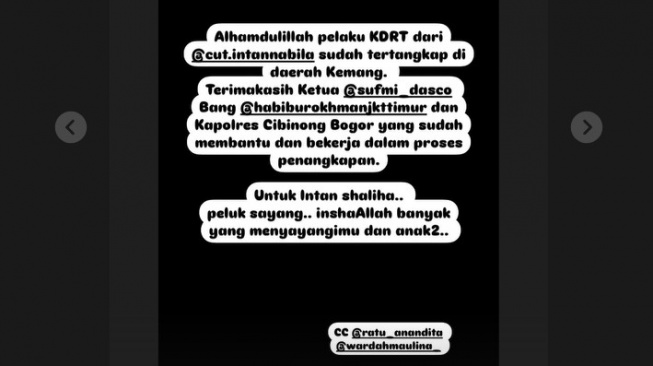 Armor Toreador suami Cut Intan Nabila akhrinya ditangkap polisi. [Instagram]