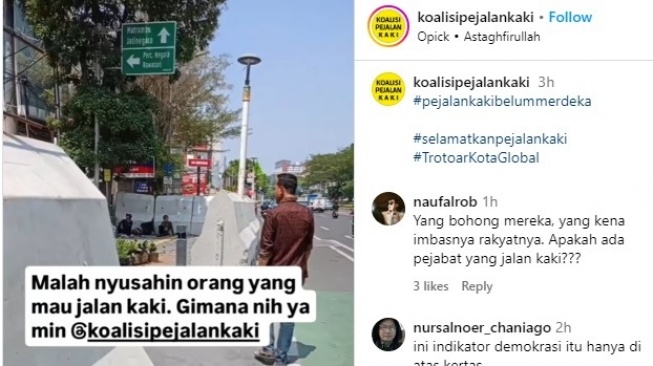 Trotoar Depan Gedung KPUD Jakarta Tertutup Beton, Warga Protes: Nyusahin Orang Mau Jalan Kaki!