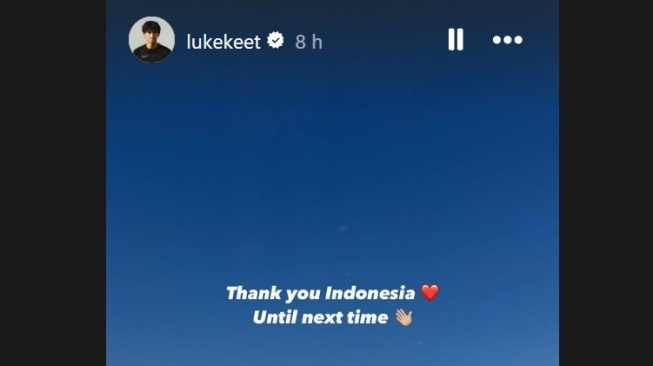 Status story akun Instagram pemain keturunan Indonesia Luke Xavier Keet [Tangkap layar Instagram]