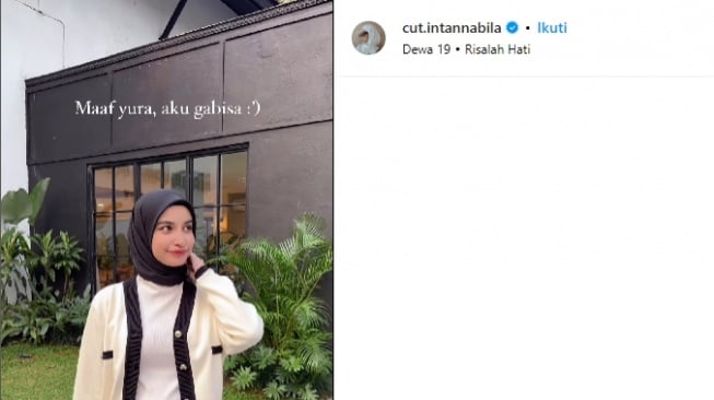 Konten 'Gak Bisa Yura' yang dibuat Cut Intan Nabila. (Instagram/@cut.intannabila)