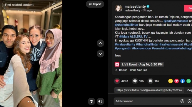 Maia Estianty, Aaliyah Massaid, Thariq Halilintar. [TikTok/maiaestianty]