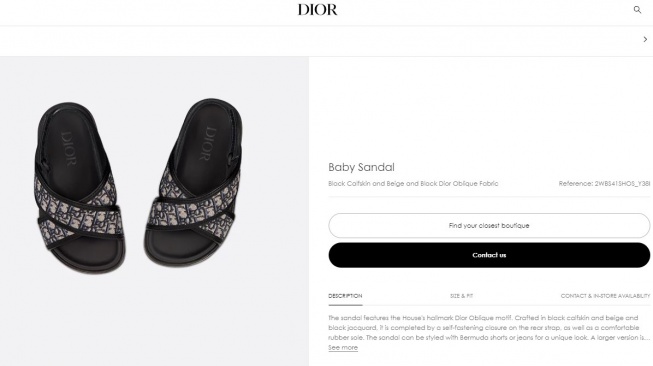 Harga sandal Rayyanza saat 17-an di sekolah. (dior.com)