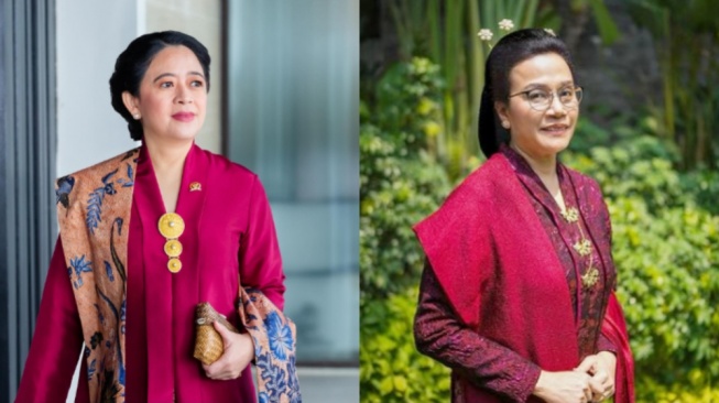 Sama-Sama Merah, Adu Gaya Sri Mulyani Dan Puan Maharani Pakai Baju Adat ...