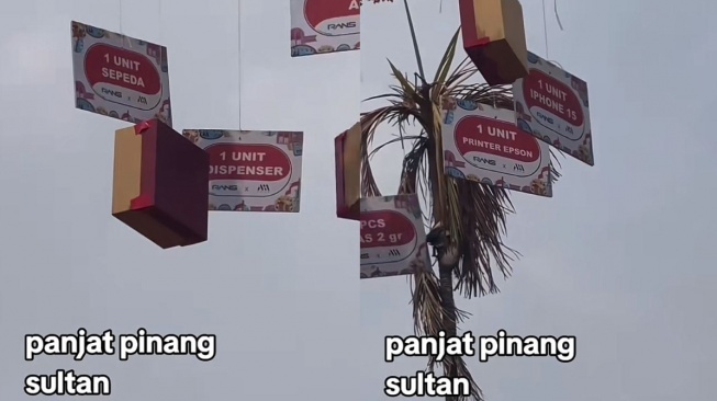 Hadiah panjat pinang yang diadakan Raffi Ahmad dan Atta Halilintar (TikTok/raffinagita1717)