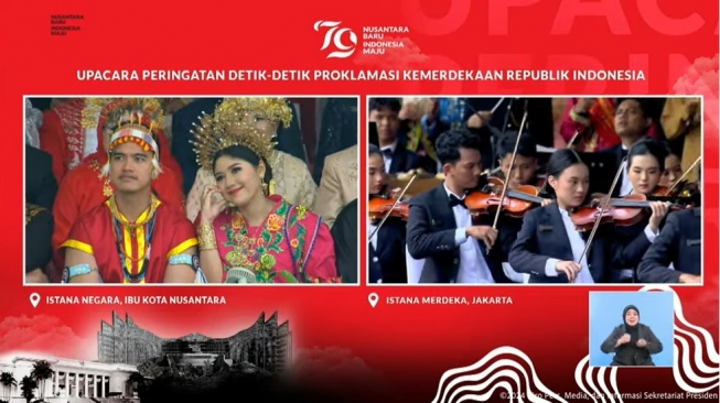 Kaesang Pangarep dan Erina Gudono saat HUT RI ke-79 di IKN [YouTube/Sekretariat Presiden]