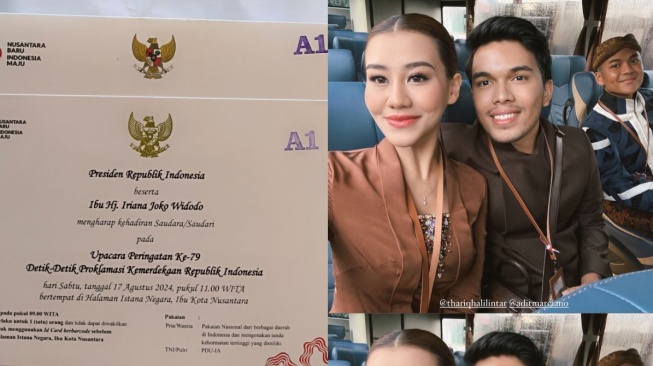 Potret Thariq Halilintar dan Aaliyah Massaid menghadiri Upacara Peringatan HUT ke-79 RI  di Ibu Kota Nusantara (IKN) (Instagram/thariqhalilintar)