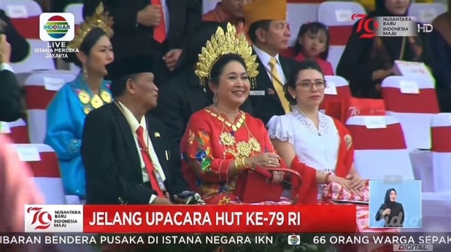 Potret Titiek Soeharto di Upacara Peringatan HUT ke-79 RI, Istana Merdeka Jakarta (YouTube/Indosiar)