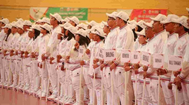 Atlet DKI Jakarta di Jakarta International Velodrome, Jakarta Timur, pada Senin (19/8/2024). (Foto dok. Pemprov DKI)