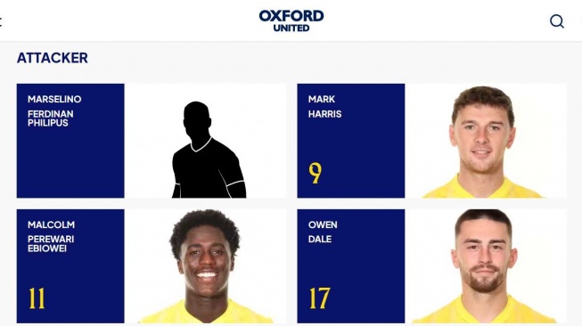 Oxford United menganggap pemain baru mereka, Marselino Ferdinan, sebagai penyerang meski di Timnas Indonesia sang pemain lebih sering memainkan peran gelandang. [Dok. Tangkapan Layar Laman Oxford United]