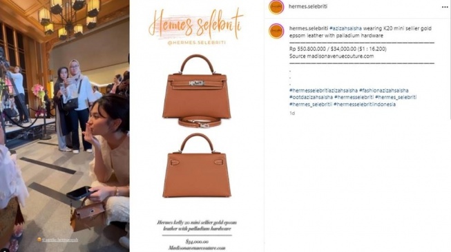 Tas Hermes milik Azizah Salsha (Instagram/hermes.selebriti)