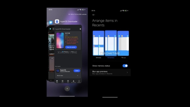 Fitur Pile Up di HyperOS. [Xiaomitime]