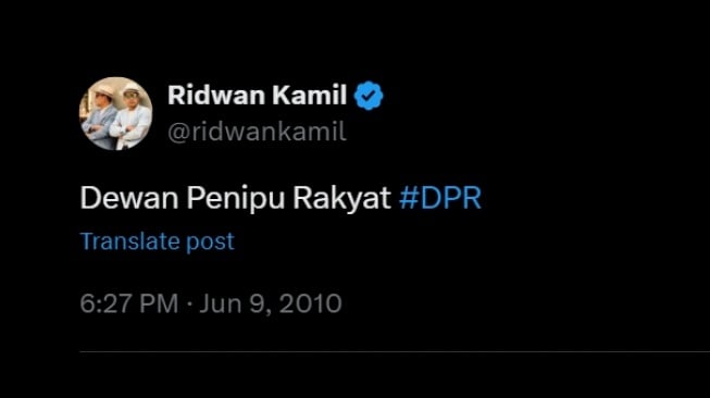 Cuitan lawas Ridwan Kamil jadi sorotan netizen. (X)