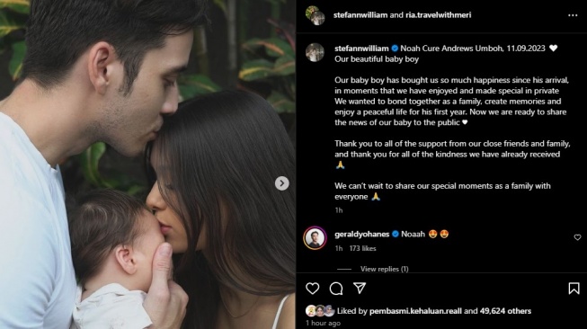 Dirahasiakan Satu Tahun, Stefan William Diam-Diam Sudah Punya Anak dengan  Ria Andrews