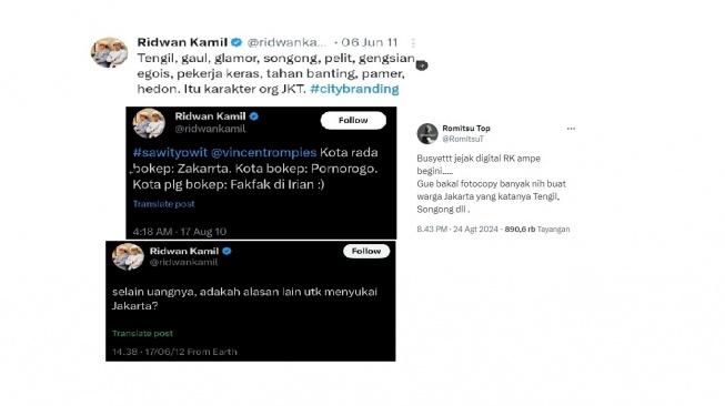 Jejak digital X Ridwan Kamil. [X/@RomitsuT]