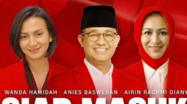 Fotonya Disandingkan dengan Anies Baswedan dan Lambang PDIP, Wanda Hamidah Bereaksi Keras