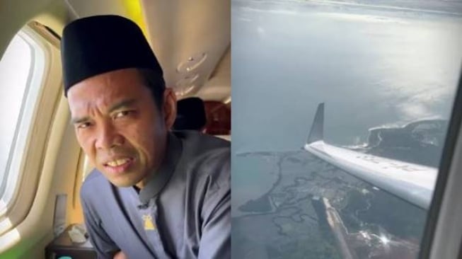 Ustaz Abdul Somad atau UAS saat naik private jet (Instagram/ustadzabdulsomad_official)