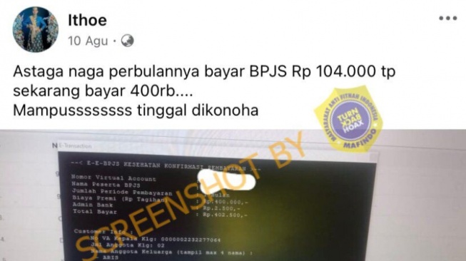 Cek Fakta: Pemerintah Naikkan Iuran BPJS Jadi Rp400 Ribu