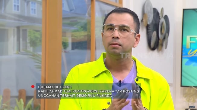 Potret Raffi Ahmad di acara televisi bertajuk FYP (YouTube/TRANS7 OFFICIAL)