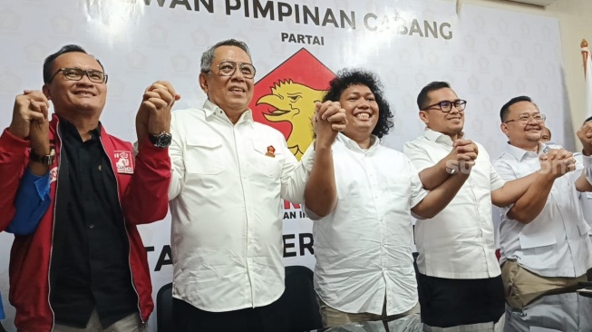 Marshel Widianto di DPC Gerindra, Tangerang Selatan pada Rabu (28/8/2024).