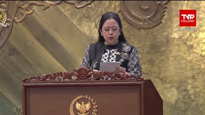 Puan Maharani saat memperingati HUT ke-79 DPR RI, Kamis (29/8/2024) (bidik layar video)