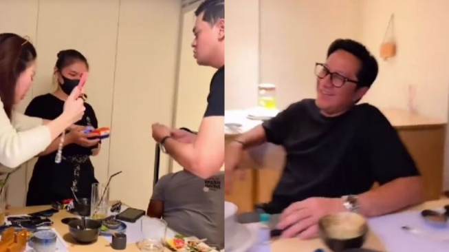 Andre Taulany makan bareng Geng Lapor Pak. [TikTok]