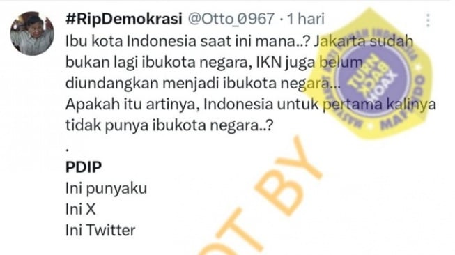 Cek Fakta: Indonesia Tidak Memiliki Ibu Kota, Terungkap Undang-undang IKN Belum Disahkan