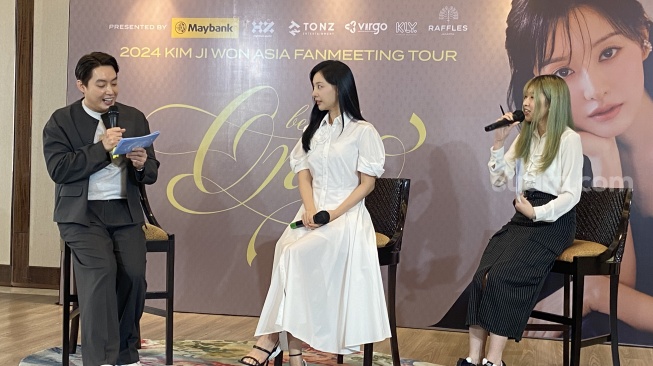 Kim Jiwon bertemu jurnalis Indonesia jelang fan meeting, Jakarta, Sabtu (31/8/2024)