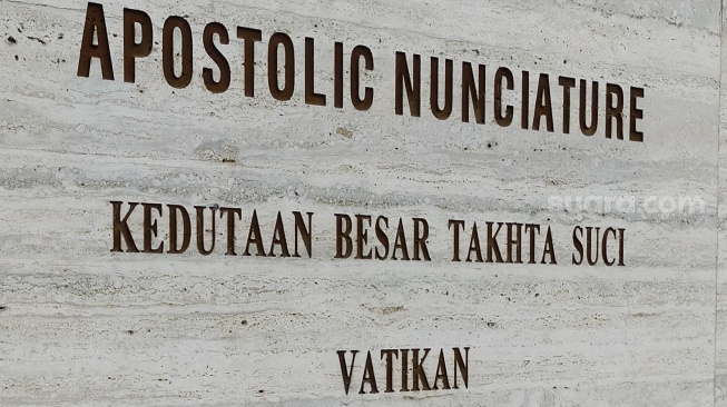 Gerbang Apostolic Nunciature atau Kedutaan Besar Takhta Suci Vatikan di Jakarta [Suara.com/CNR ukirsari]