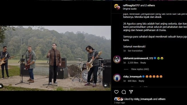 Komentar Nikita Mirzani terhadap lagu Rizky Irmansyah. [Tangkapan Layar Instagram]