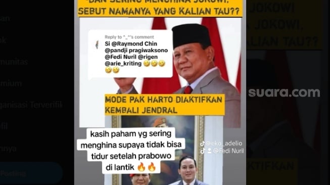 Konten di TikTok soal "Mode Pak Harto Diaktifkan Kembali" yang dikritik oleh Fedi Nuril. (tangkapan layar/X)