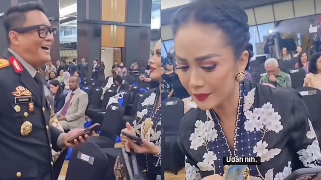 Interaksi Kris Dayanti dan Irjen Pol Krishna Murti di acara HUT ke-57 ASEAN (TikTok)